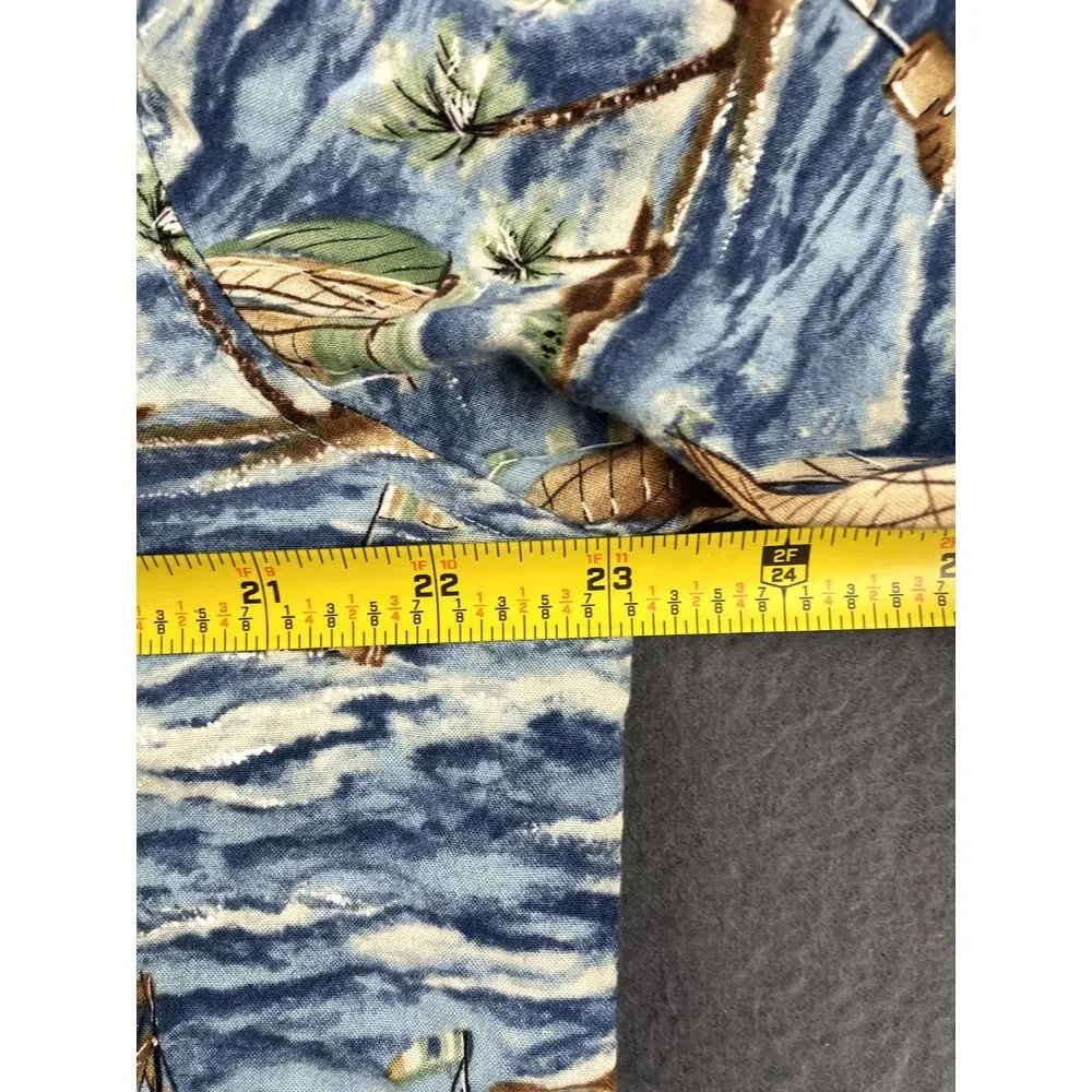 Croft & Barrow Hawaiian Shirt Men's L Nautical Sailboat Watercolors Sailing Blue